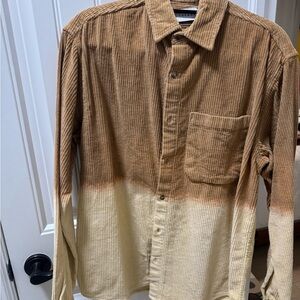 Topman Brown and Cream Corduroy Button-Up